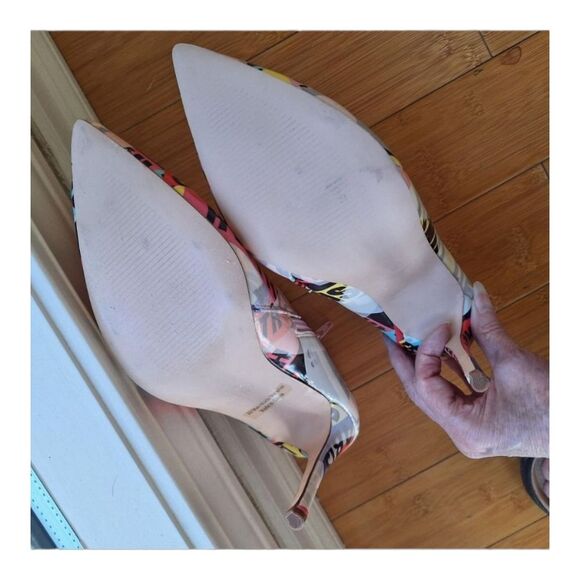 Pazzle Colorful high heels Stiletto Booties women's sz 10 Pink Yellow Blue Print - Picture 11 of 16